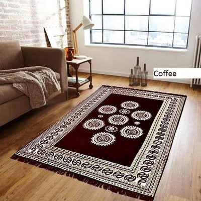 BLINKSYMART Maroon Velvet Carpet(152.4 cm,  X 213.36 cm, Rectangle)