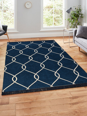 Flipkart SmartBuy Blue Velvet Carpet(5 ft,  X 7 ft, Rectangle)