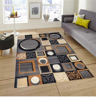 BhCarpet Grey Acrylic Carpet(5 ft,  X 7 ft, Rectangle)