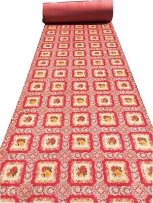 BhCarpets Red Synthetic Carpet(5 ft,  X 10 ft, Rectangle)
