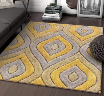SPA Furnishing Yellow Polyester Carpet(6 ft,  X 2 ft, Rectangle)