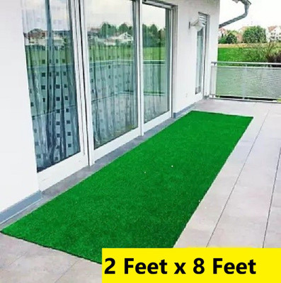 CHETANYA LOOMTEX Green Polypropylene Carpet(2 ft,  X 8 ft, Rectangle)