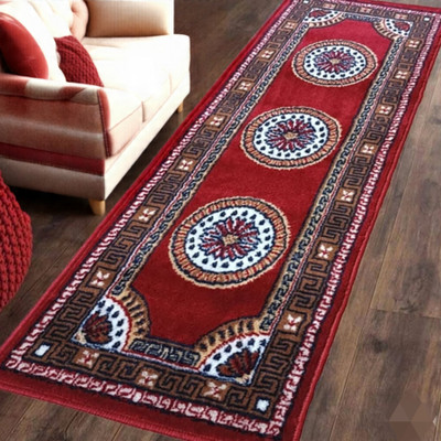 SHAHZADICARPET Red Acrylic Carpet(45 cm,  X 152 cm, Rectangle)