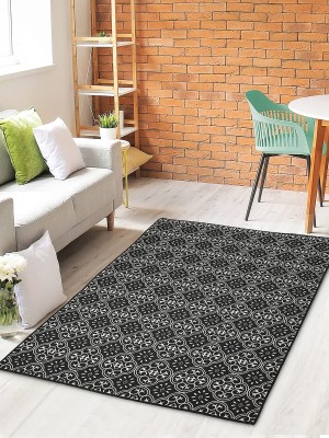 Saral Home Black Cotton Carpet(6 ft,  X 4 ft, Rectangle)