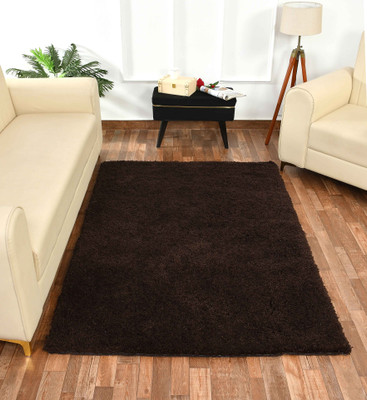 PRESTO BAZAAR Brown Polyester Carpet(4 ft,  X 6 ft, Rectangle)