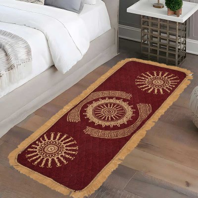 RUSTIC LINEN Red Velvet Runner(50 cm,  X 153 cm, Rectangle)