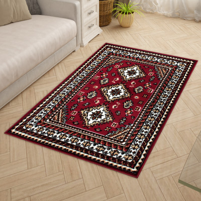 Story@home Red, Maroon Polyester Carpet(3 ft,  X 5 ft, Rectangle)