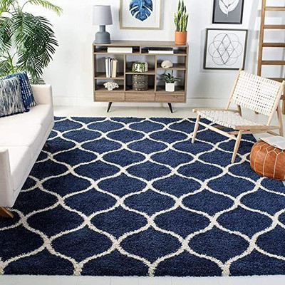 Zamarug 90 cm  X 150 cm Polyester Carpet(Rectangle, Blue)