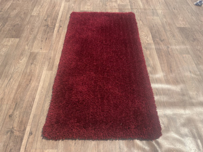 Shag Weaving Maroon Polyester Runner(2 ft,  X 3 ft, Rectangle)