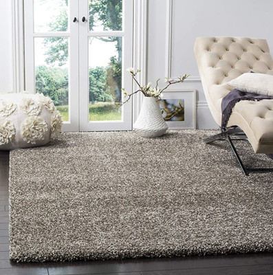 RM Handloom Grey Polyester Carpet(152.4 cm,  X 213.36 cm, Rectangle)