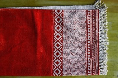 DEVDURRYUDHYOG Red Cotton Carpet(3 ft,  X 5 ft, Rectangle)