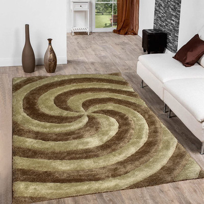 BhCarpet Gold Polyester Carpet(5 ft,  X 7 ft, Rectangle)