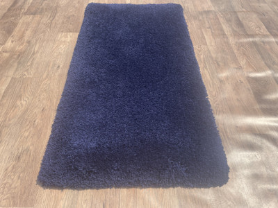 Shag Weaving Blue Polyester Runner(2 ft,  X 3 ft, Rectangle)
