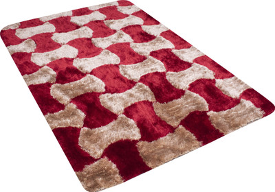 Woolpik Maroon Polyester Carpet(5 cm,  X 7 cm, Rectangle)