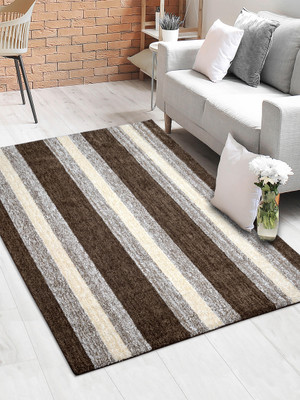 Saral Home Brown Polyester Carpet(150 cm,  X 210 cm, Rectangle)
