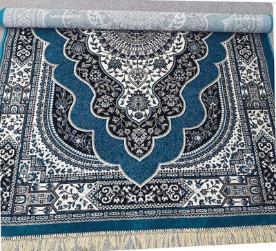 Ra handloom carpet Blue Silk Carpet(5 cm,  X 7 cm, Rectangle)