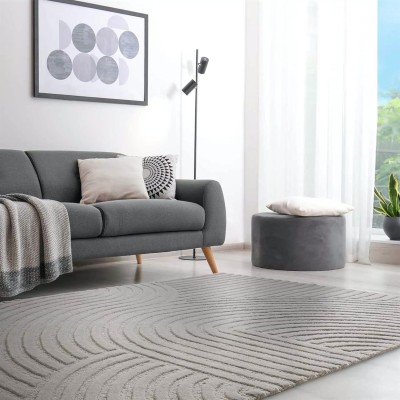 FloorFusion Grey Wool Carpet(120 cm,  X 180 cm, Rectangle)