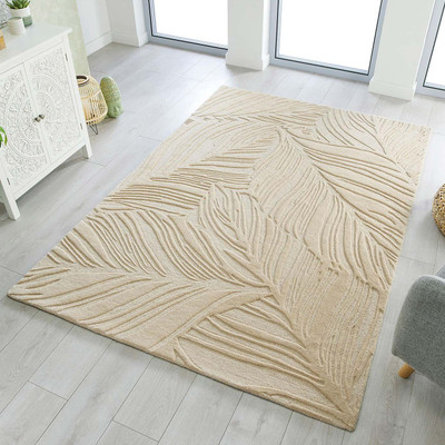 FloorFusion Beige Wool Carpet(182.88 cm,  X 274.32 cm, Rectangle)