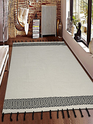 Saral Home Grey Cotton Dhurrie(140 cm,  X 200 cm, Rectangle)