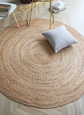 Gs textile Beige Jute Area Rug(2 cm,  X 2 cm, Circle)