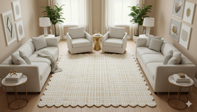 Raj International 182 cm  X 121 cm Wool Area Rug(Rectangle, Beige)