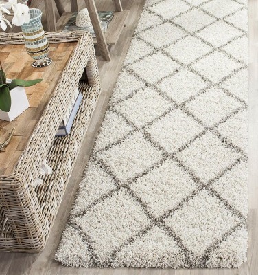 MALTAHOMEFURNISHING White Polyester, Wool, Cotton Carpet(2 ft,  X 6 ft, Rectangle)