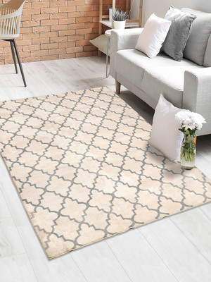 Saral Home Beige Polyester Carpet(150 cm,  X 210 cm, Rectangle)