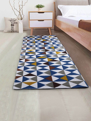 Saral Home 50 cm  X 180 cm Cotton Runner(Rectangle, Light Blue)