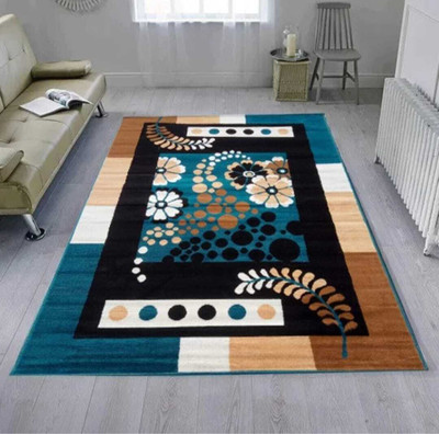 Aa handloom carpet Blue Silk Carpet(5 ft,  X 7 ft, Rectangle)