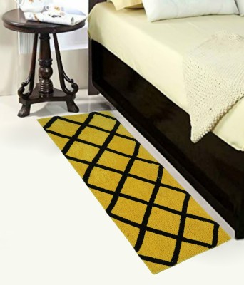 Woolpik Yellow Polyester Runner(2 ft,  X 3 ft, Rectangle)