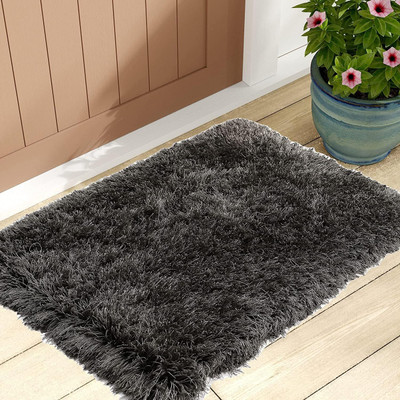 Aromick 61 cm  X 92 cm Polyester Carpet(Rectangle, Grey)