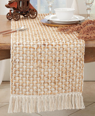 SIYA TEXTILES Beige 160 cm Table Runner(Cotton)