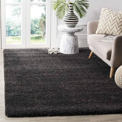 RM Handloom Black Polyester Carpet(152.4 cm,  X 213.36 cm, Rectangle)