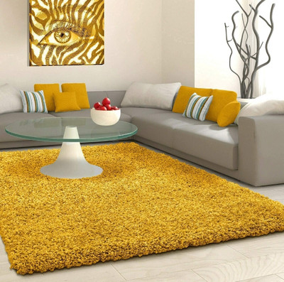 RM Handloom Yellow Polyester Carpet(121.92 cm,  X 182.88 cm, Rectangle)