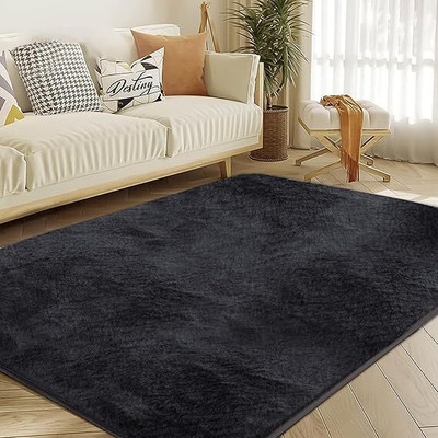 mahenoor Black Polyester Carpet(6 cm,  X 2 cm, Rectangle)