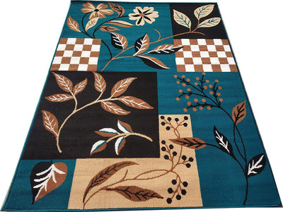 aliyacarpet Blue Silk Carpet(5 cm,  X 7 cm, Rectangle)