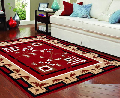 GHCARPETS 150 cm  X 210 cm Acrylic Carpet(Rectangle, Red, Beige, Black, White)