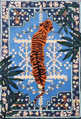 Raj International 210 cm  X 152 cm Wool Area Rug(Rectangle, Multicolor)
