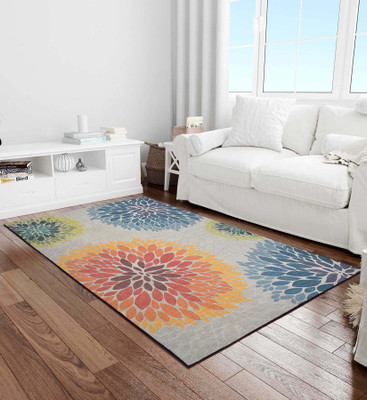 PRESTO BAZAAR Orange Polyester Carpet(122 cm,  X 183 cm, Rectangle)