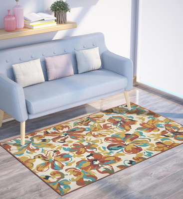 PRESTO BAZAAR Orange Polyester Carpet(122 cm,  X 183 cm, Rectangle)