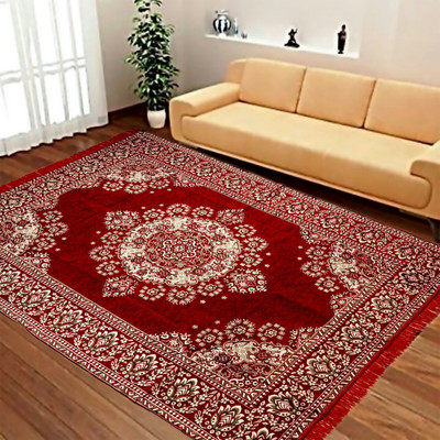 Shreejee Maroon Polyester, Chenille Carpet(140 cm,  X 210 cm, Rectangle)