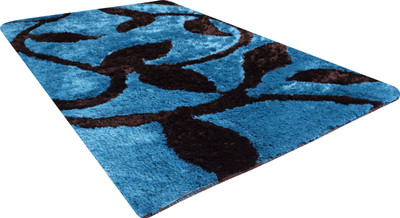 Woolpik Blue Polyester Carpet(5 cm,  X 7 cm, Rectangle)