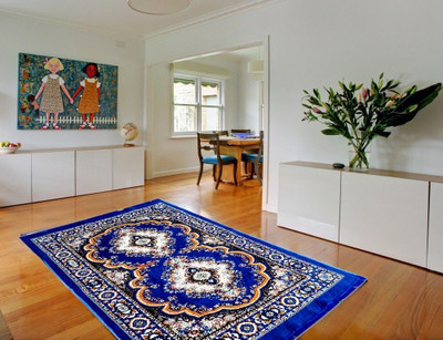 WebDealz 150 cm  X 210 cm Polyester, Jute Carpet(Rectangle, Blue)