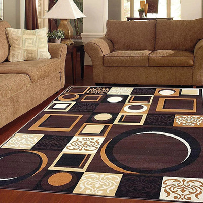RUGS EXPERTS 5 Feet  X 7 Feet Acrylic Carpet(Rectangle, Brown)