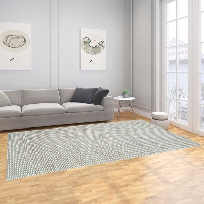 MRIC White, Beige Jute, Wool Carpet(5 cm,  X 8 cm, Rectangle)