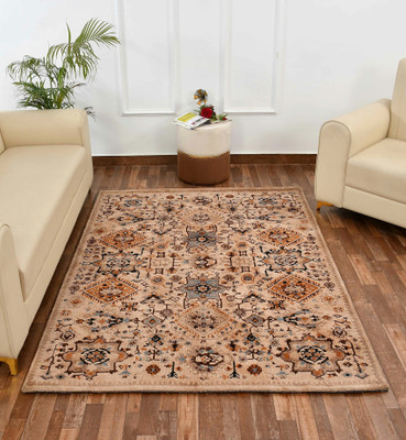 PRESTO BAZAAR Beige Polyester Carpet(4 ft,  X 6 ft, Rectangle)