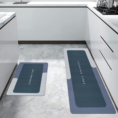 Maahixa Grey, Dark Blue Rubber Carpet(40 cm,  X 120 cm, Rectangle)
