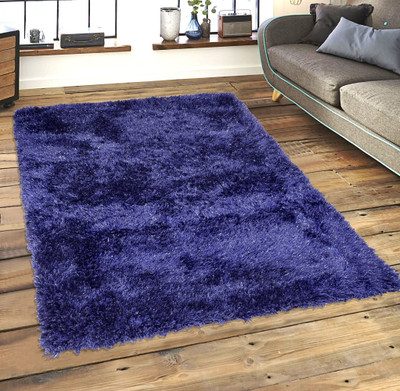 Saral Home Blue Polyester Carpet(150 cm,  X 210 cm, Rectangle)
