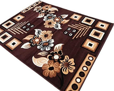 Zeeshan handloom 152 cm  X 213 cm Polyester Carpet(Rectangle, Brown)