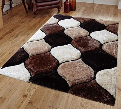 RM Handloom Brown, Black, Beige, White Polyester Carpet(6 ft,  X 4 ft, Rectangle)